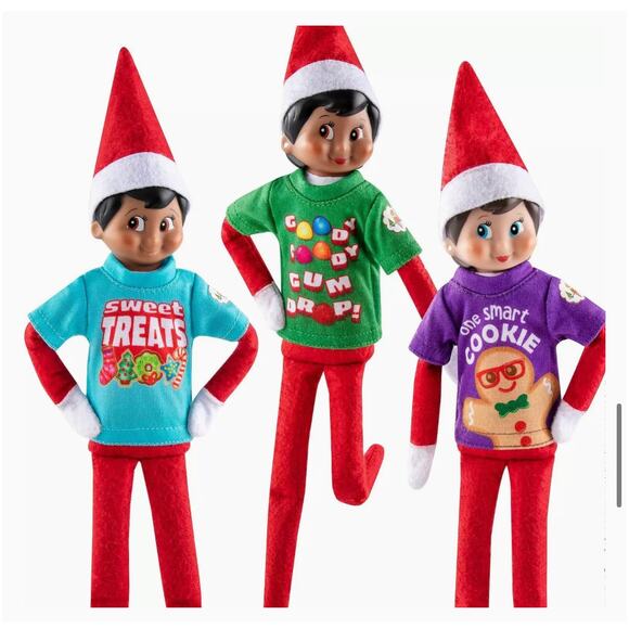 NEW Elf On The Shelf Graphic T-Shirt SET (3) T-Shirts + Tin Suitcase For Elves! - Picture 5 of 8